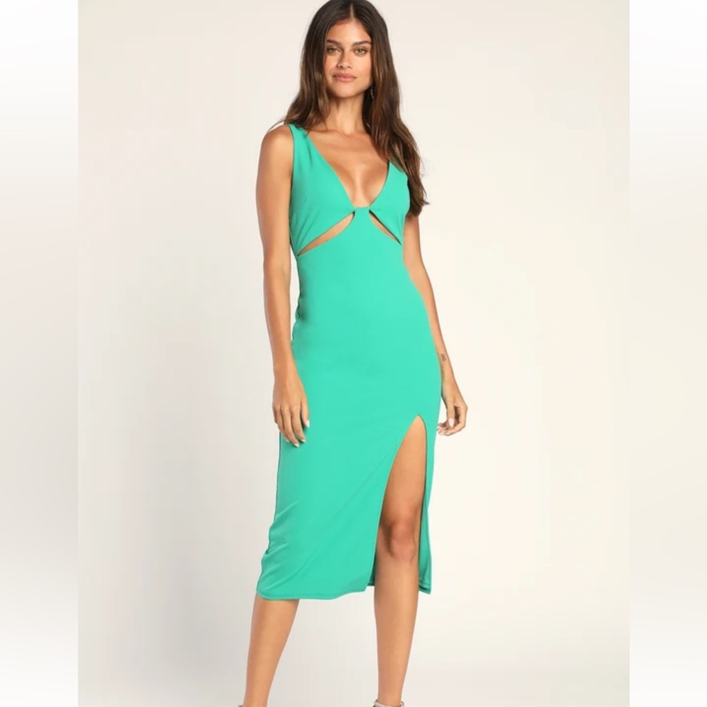 Ideal Babe Green Cutout Bodycon Midi Dress